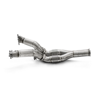 Akrapovic Downpipe / Link pipe set (SS) for stock turbochargers - Nissan GTR R35